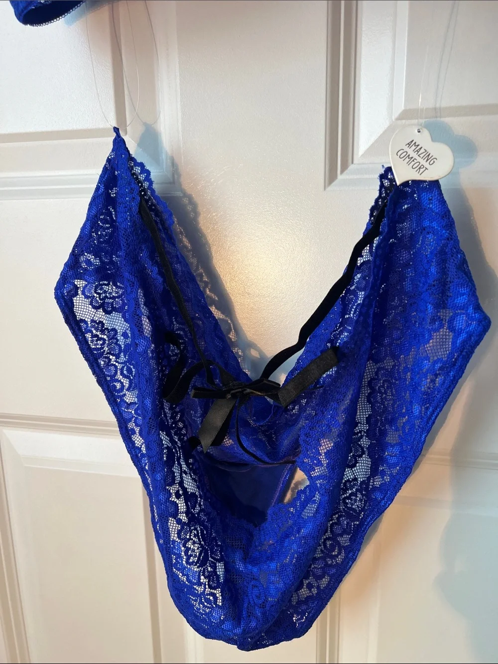 Lace Bralette and Bikini Set - Cobalt Blue No Size Tag tape measured Size 18”